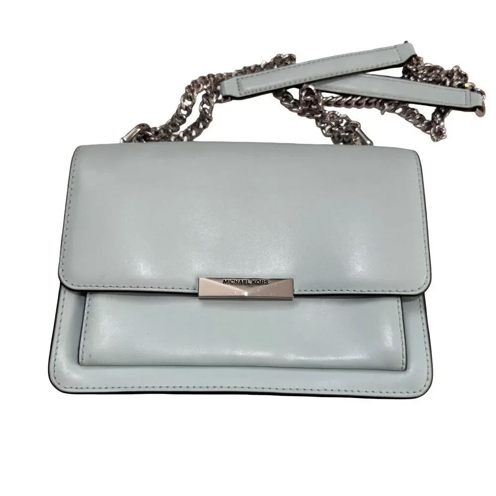 Michael Kors Jade Shoulder Bag in Pale Aqua/Silver - Excellent Condition